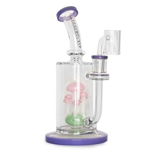 RED EYE GLASS - 9" Concentrate Rig Mushroom Design Opal/Purple