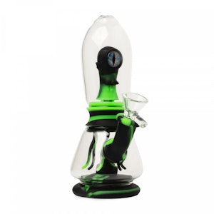 Lit Silicone - 9" Alien Invasion Bubbler (Green + Black)