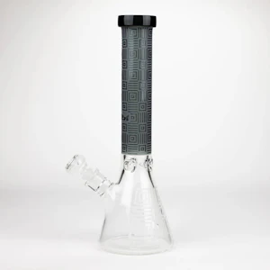 COBRA - COBRA 14" Sandblasted Geometric Graphic 7mm Glass Bong (Black/Pink)
