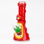 12.5" Resin 3D Artwork 7mm Glass Beaker Water Bong (Red)