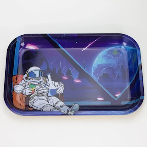777 Smoke - Medium Metal Rolling Tray - Astronaut