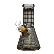 8" 7mm Checkered Glass Bong - Transparent Black