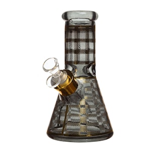 Smoke Arsenal - 8" 7mm Checkered Glass Bong - Transparent Black