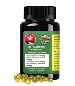 Glacial Gold - RSO Full Spectrum 5:5 100-Pack Softgels - 100 x 5mg THC + 5mg CBD