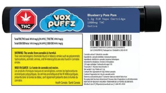 VoxPuffz - Blueberry Pom Pom Vape Cart - Voxpuffz
