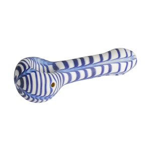 Red Eye Glass - #2259B 4" Blue Frosted Feather Hand Pipe