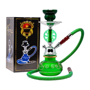 Maple Craft - ACC - MAPLE CRAFT - GREEN WHEEL DESIGN GLASS HOOKAH 11"