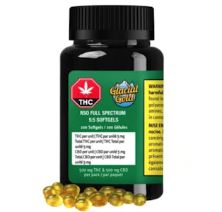 Glacial Gold - Full Spectrum RSO 1:1 THC:CBD Softgels 100 Pack