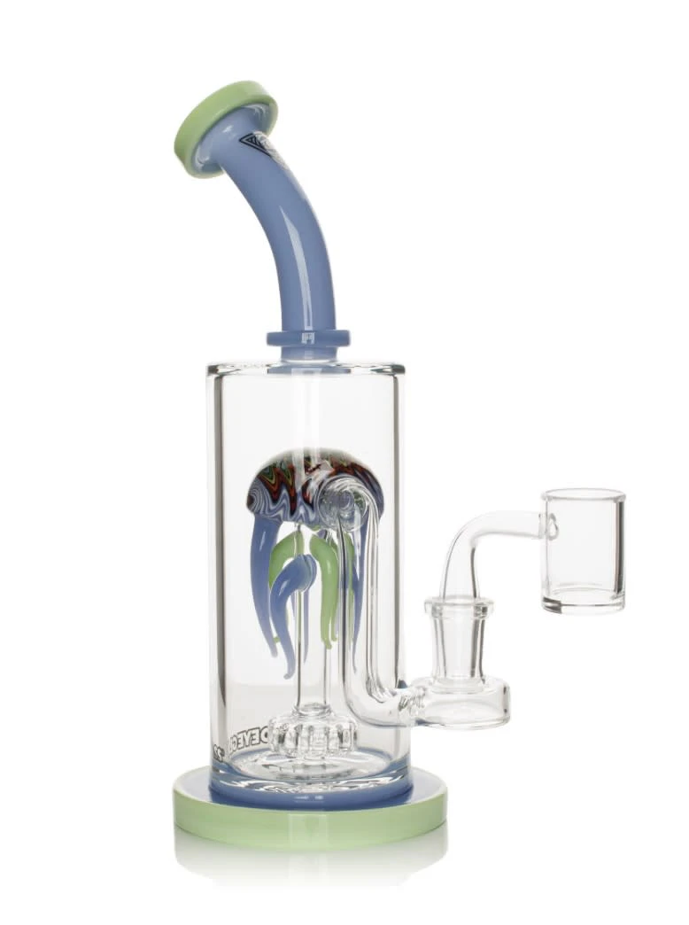 West coast.Gifts - "*BD* Red Eye Glass 10"" Tall Periwinkle Jellyfish Concentrate Rig W/Built-In Drop Down" Main Image