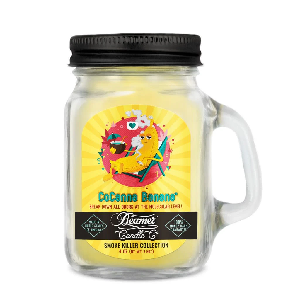 Beamer Candle Co. - Candle Beamer Double Shot Smoke Killer Collection CoCanna Banana Small Glass Mason Jar 4oz Main Image