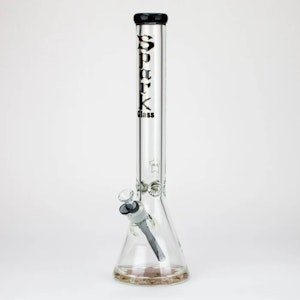  - 18" Spark 9 mm glass water bong with thick base- BLACK