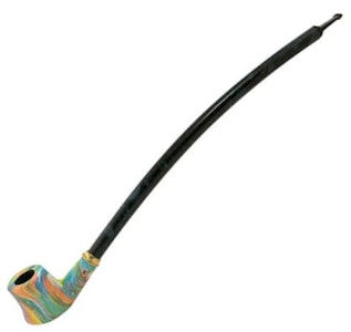 Shire Pipes - Shire Pipe | 15" Curved Stem | Black Stem w/ Rainbow Bowl