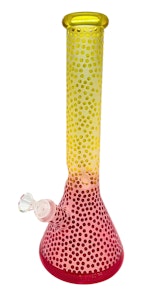 NoName - 12" Frosted 7mm Glass Bong - Red & Yellow