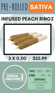 General Admission - GA - 3PK PEACH RINGZ INFUSED PR'S