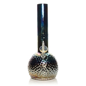 WEST COAST GIFTS - Platinum Metallic Hammered Bubble Base Bong / Retro Glass - Oil Slick