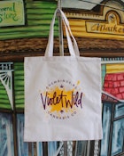 SPLATTER TOTE BAG - YELLOW W/ PURPLE LOGO - CREAM