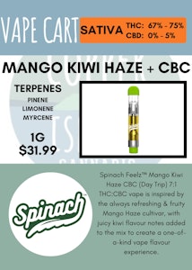 Spinach FEELZ - SPINACH FEELZ - MANGO KIWI HAZE THC+CBC (DAY TRIP) CART