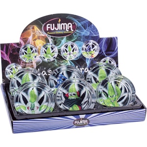  Fujima - Ashtrays Fujima Round Glass 3.5" "Monster Leaf" Designs