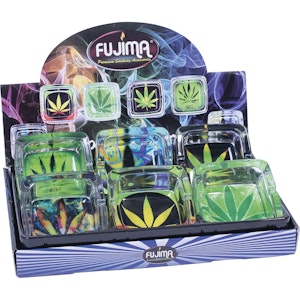  Fujima - Ashtrays Fujima Square Glass 4.5" Leaf Design Box of 6
