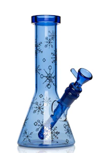 Accessories - Red Eye Glass 8.5in. Tall Sapphire Blue Winter Wonderland Beaker Base Water Pipe w/ Full Wrap Decal