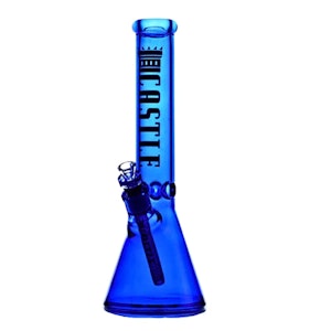 Castle Glass - 14" 7mm Electroplated Castle Glass Bong (Blue)