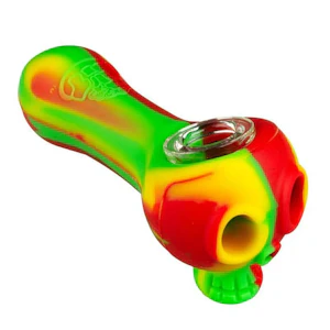 LIT Silicone - LIT Silicone - Rasta Skull Hand Pipe