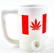 Ceramic Coffee Mug Pipe - Canada Leaf - White