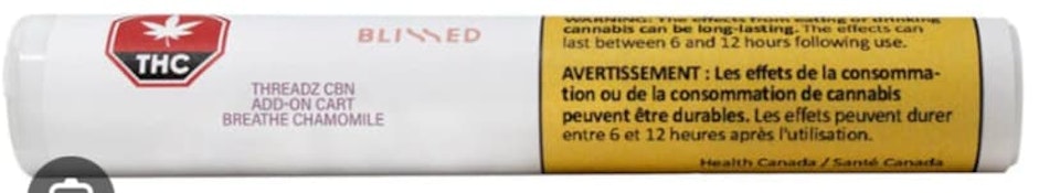 Blissed Threadz CBN Add-On Cart Breathe Chamomile 0.5g Prefilled Vape Cartridge