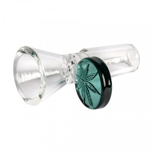 Apex Glass - 14mm LEAF STAMPED HANDLE CONE PULL-OUT TEAL