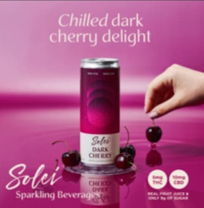 Solei - Dark Cherry 2:1 CBD:THC 355ml Sparkling Beverage - Solei