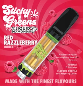 Sticky Greens - Red Razzleberry Liquid Diamonds 1g Prefilled Vape Cartridge Sticky Greens