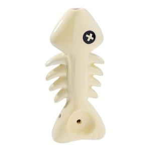 Humble & Fume - Wacky Bowlz Fish Skeleton Ceramic Hand Pipe - 4"