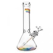 RED EYE GLASS 12 INCH TALL 7MM THICK HAPPY PRIDE BEAKER BASE