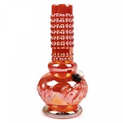 Retro Glass 8" Platinum Metallic Water Pipe W/Embossed 420 & Leaf Designs