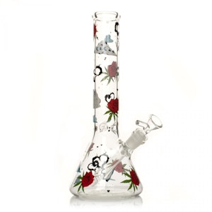 Red Eye Glass - Red Eye Glass 12" Roses & Weed Beaker Base Water Pipe