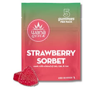 Wana QUICK - Quick Strawberry Sorbet 1:1:1 (THC:CBD:CBG) 5ct Soft Chews