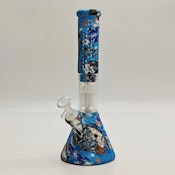 11" GRAPHIC SILICONE BEAKER W/ GLASS PERC
