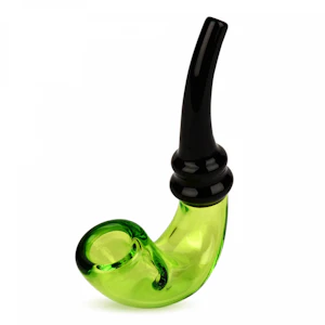 Red Eye Glass - Red Eye Glass - 3.5 Lime Green & Black Mod Sherlock Hand Pipe