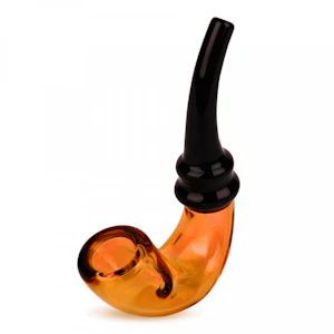 Red Eye Glass - Red Eye Glass - 3.5 Honey Gold & Black Mod Sherlock Hand Pipe