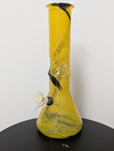 Green Leaf Sales - 12" Retro Glass Beaker Bong w/Ice Pinch - Yellow