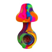 LIT Silicone - Rainbow Mushroom Hand Pipe W/Glass Bowl