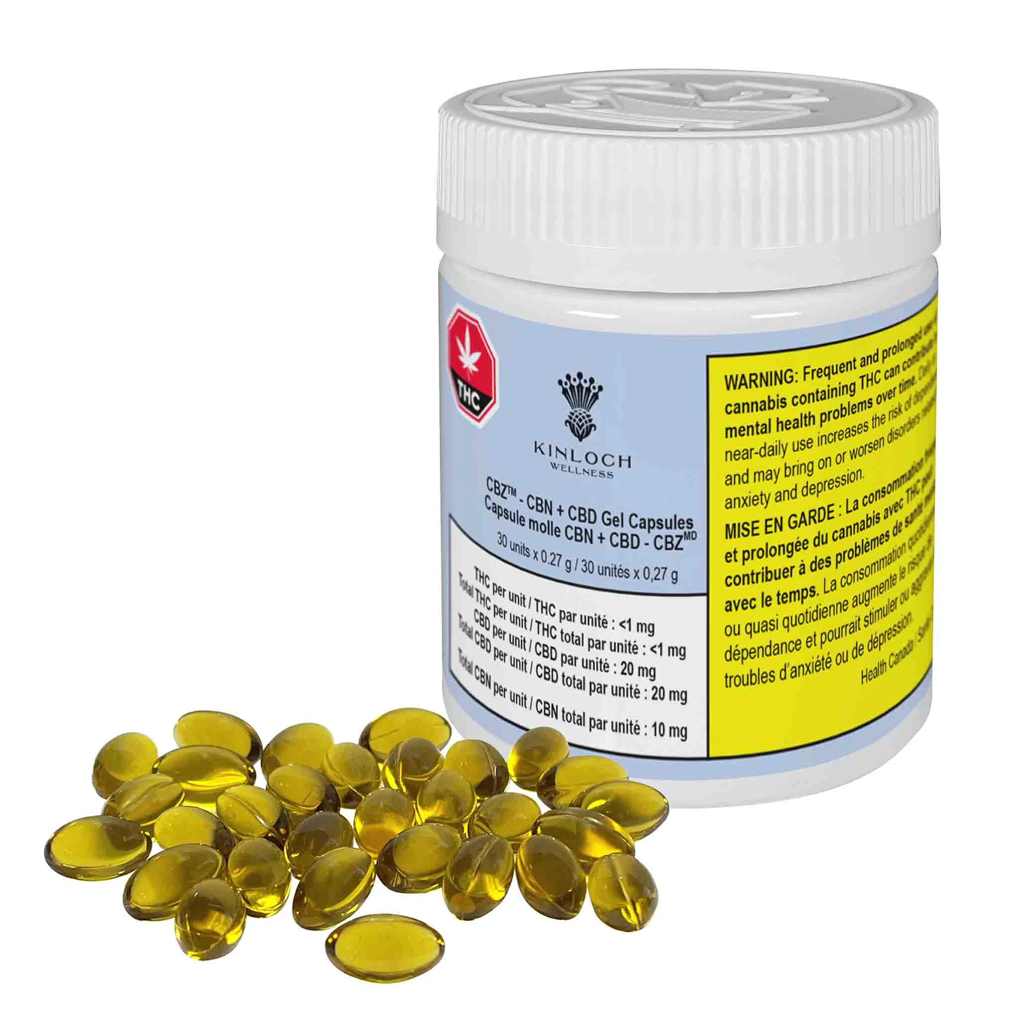 Kinloch Wellness - CBZ-CBN+CBD(10MG CBN/20MG CBD) SOFTGELS - 30 PACK Main Image