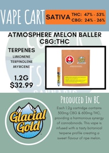 Glacial Gold - GLACIAL GOLD - CBG:THC ATMOSPHERE MELON BALLER CART