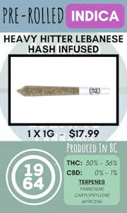 1964 - 1964 - HEAVY HITTER LEBANESE HASH INFUSED 1PK PR