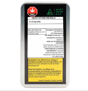 West Coast Gas - Heavy Hitter 5 x 0.7g Pre-Rolls - West Coast Gas