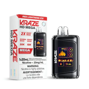 Accessories - Kraze HD Mega Red Lightning Ice 20k Puffs Disposable Vape