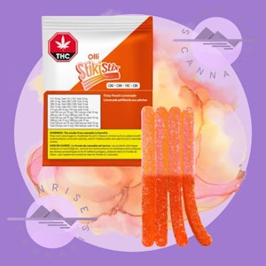 Olli - SOUR FIZZY PEACH LEMONADE  CBG:CBN:THC:CBD CHEWS - OLLI STIKISTIX - 10MG