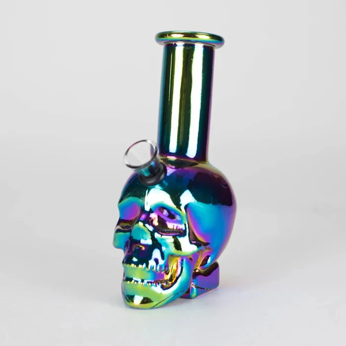MBC - 6" Glass Mini Bong Rainbow Long Neck Flask Shaped Main Image