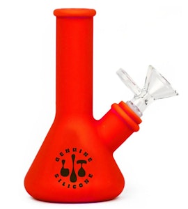LIT Silicone  - ACC - LIT Silicone - 5" Tall Red Beaker Water pipe w/ Pull -Out