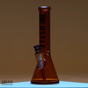 Castle Glass - Electroplated Bong (14inch 7mm) / Castle Glass - Amber
